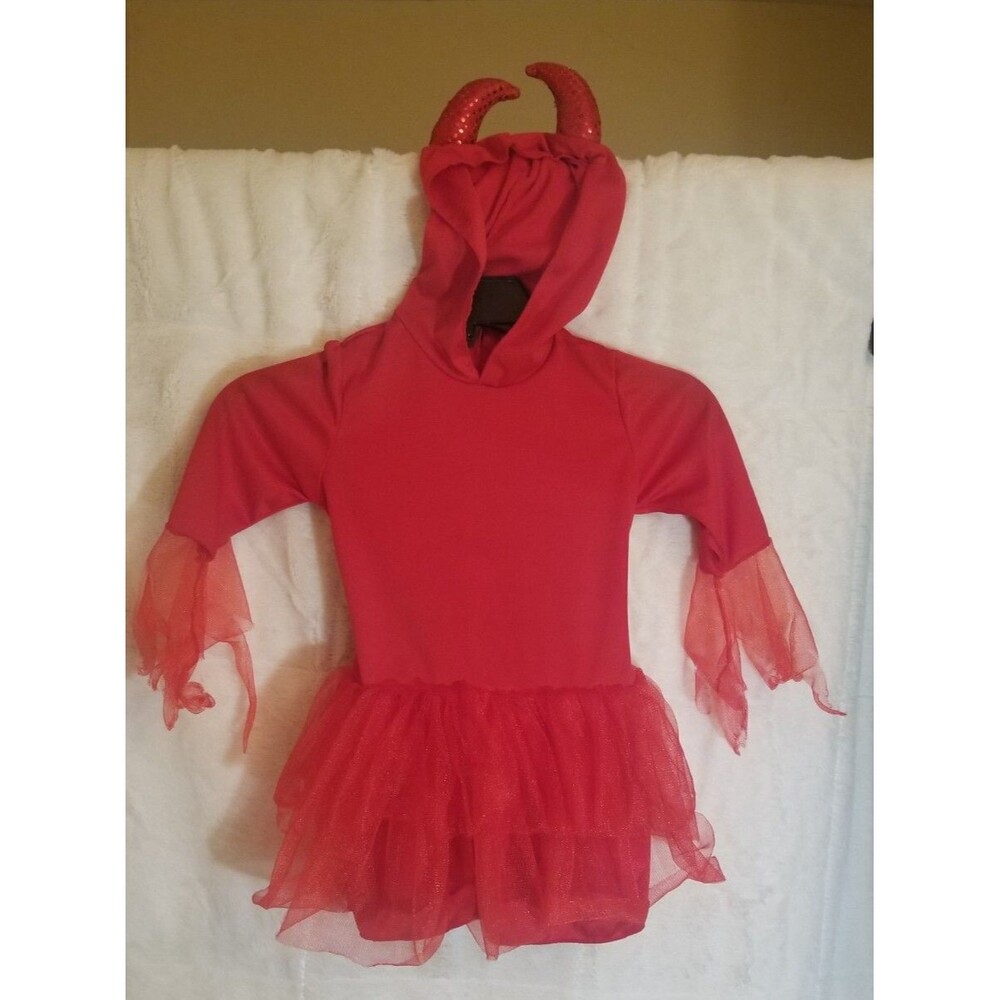 Girls' Target Devil Red Tutu Dress with Attached Horns Size Small (4-6x)